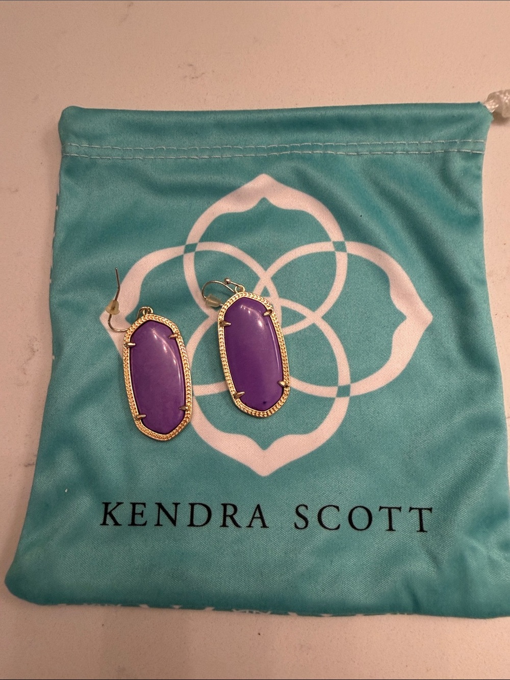 Kendra Scott Gold-Trim Purple Oval Drop Earrings - Women Jewelry